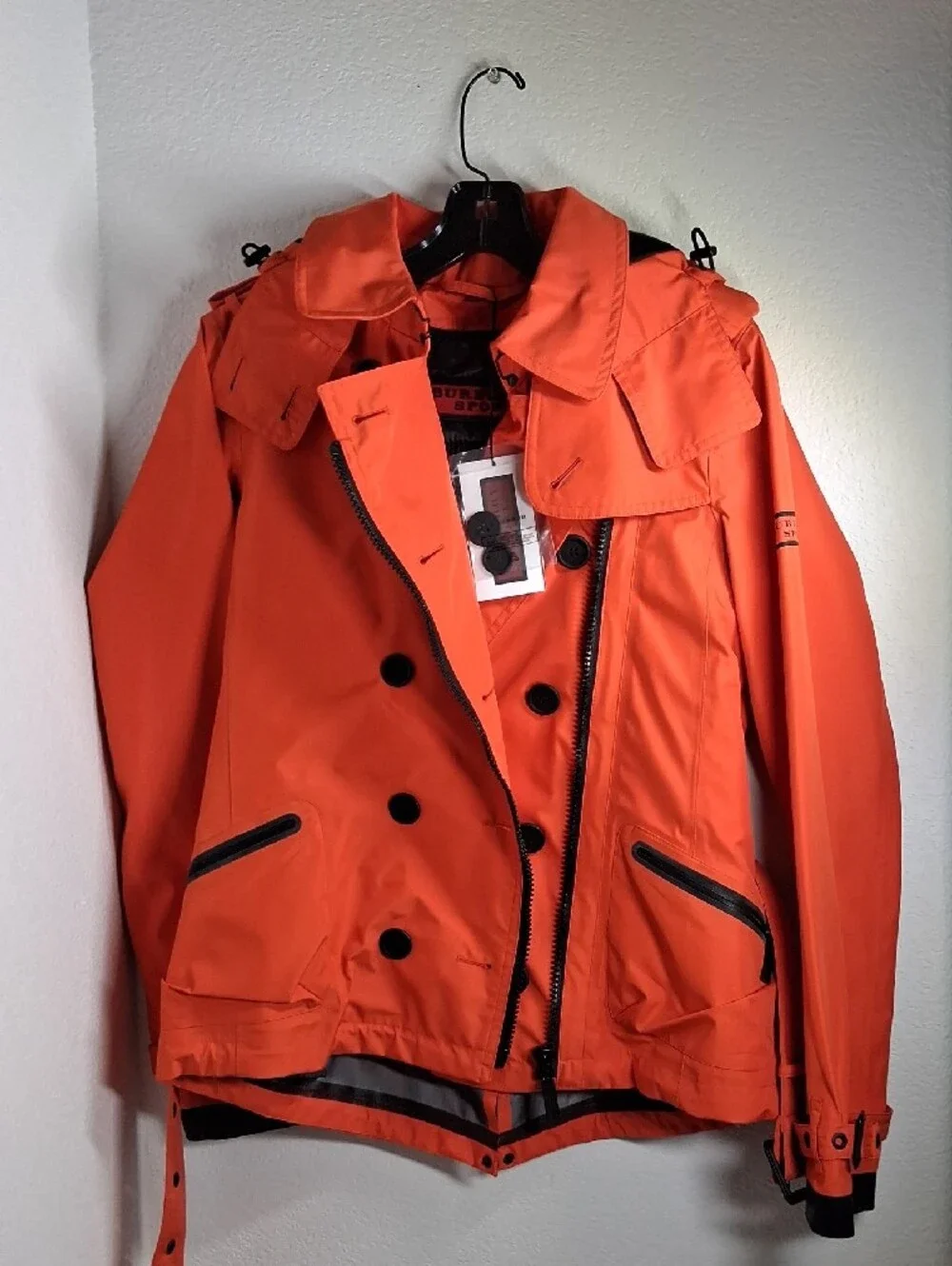 Burberry Sport Orange Double-Breasted Trench Jacket - Picture 2 of 16